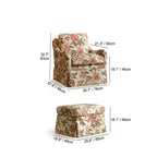 Botanical Upholstered Floral Accent Chair and Ottoman With Skirted Silhouette Dimensions