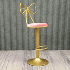 Bow Back Glam Upholstered Bar Stool with Gold Pedestal and Footrest