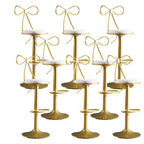 Bow Back Glam Upholstered Bar Stool with Gold Pedestal and Footrest