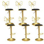 Bow Back Glam Upholstered Bar Stool with Gold Pedestal and Footrest