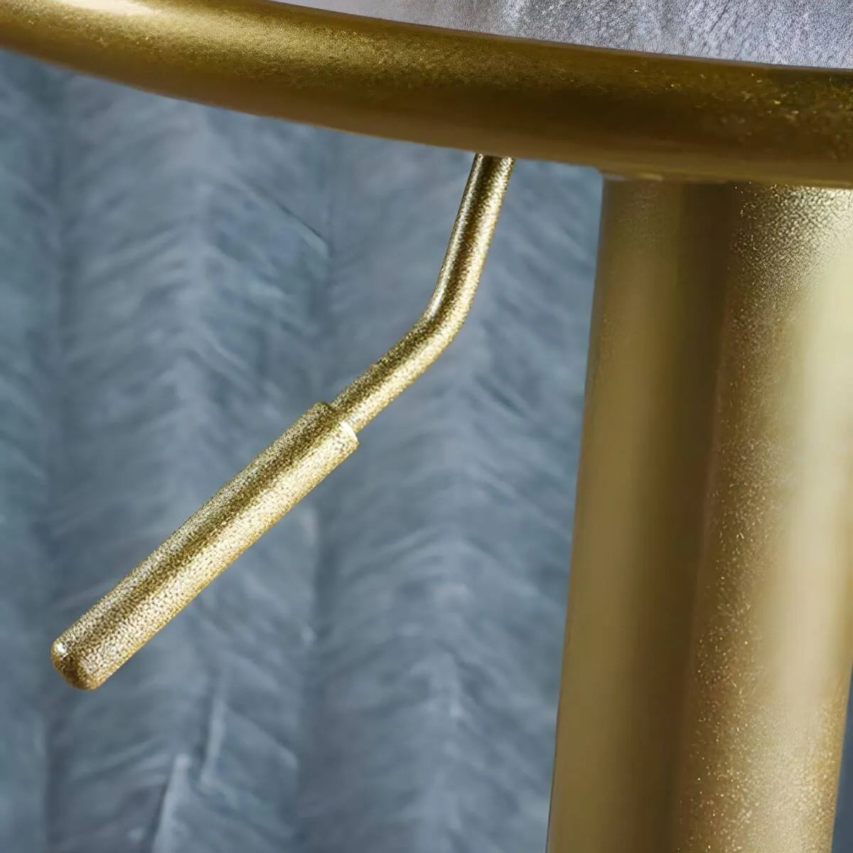 Bow Back Glam Upholstered Bar Stool with Gold Pedestal and Footrest