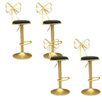 Bow Back Glam Upholstered Bar Stool with Gold Pedestal and Footrest