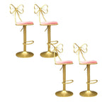 Bow Back Glam Upholstered Bar Stool with Gold Pedestal and Footrest