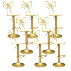 Bow Back Glam Upholstered Bar Stool with Gold Pedestal and Footrest