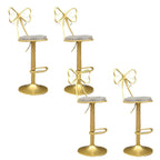 Bow Back Glam Upholstered Bar Stool with Gold Pedestal and Footrest