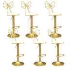 Bow Back Glam Upholstered Bar Stool with Gold Pedestal and Footrest
