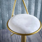 Bow Back Glam Upholstered Bar Stool with Gold Pedestal and Footrest