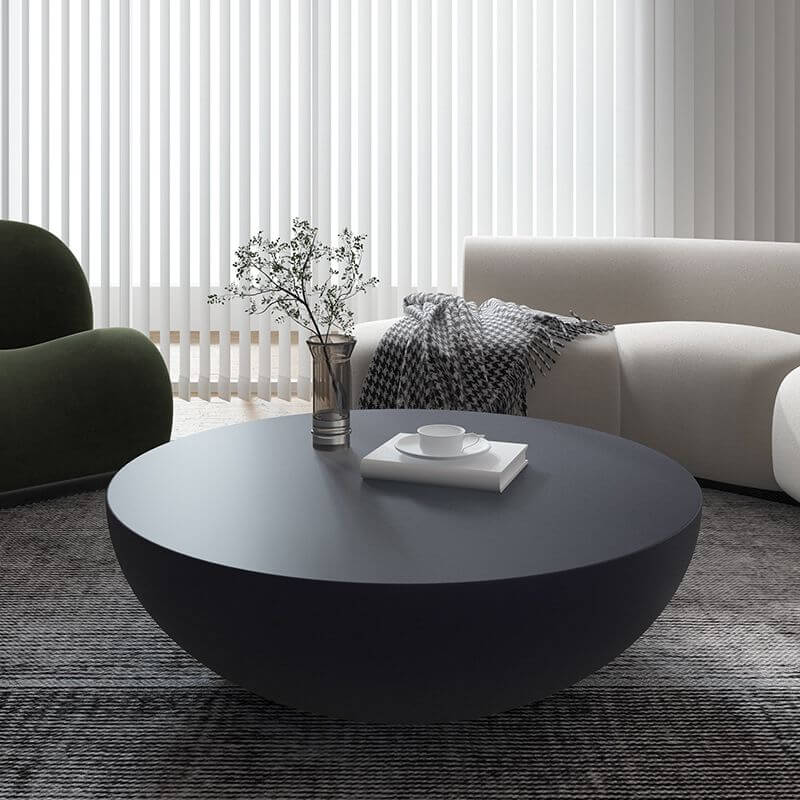 Bowl-Shaped Concrete Coffee Table with Rounded Silhouette and Minimalist Modern Design