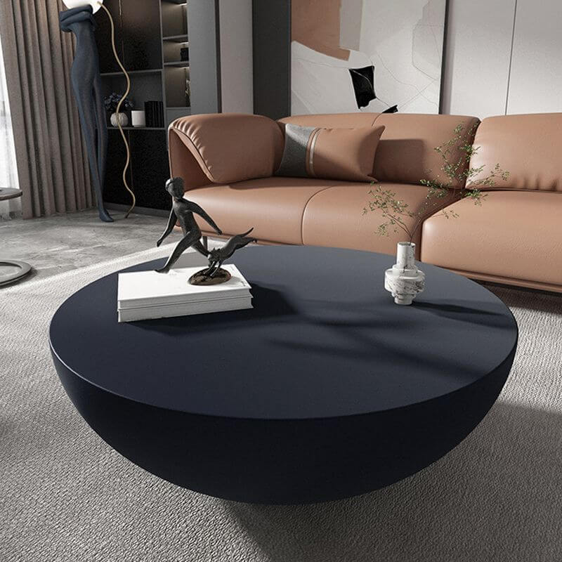 Bowl-Shaped Concrete Coffee Table with Rounded Silhouette and Minimalist Modern Design