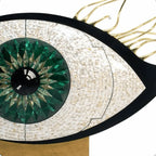 Brass-Accented Mother of Pearl Eye Motif Wine Cabinet Sculpture