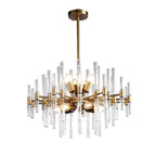 Brass and Glass 14-Light Round Chandelier with Ambient Lighting
