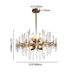 Brass and Glass 14-Light Round Chandelier with Ambient Lighting Dimensions