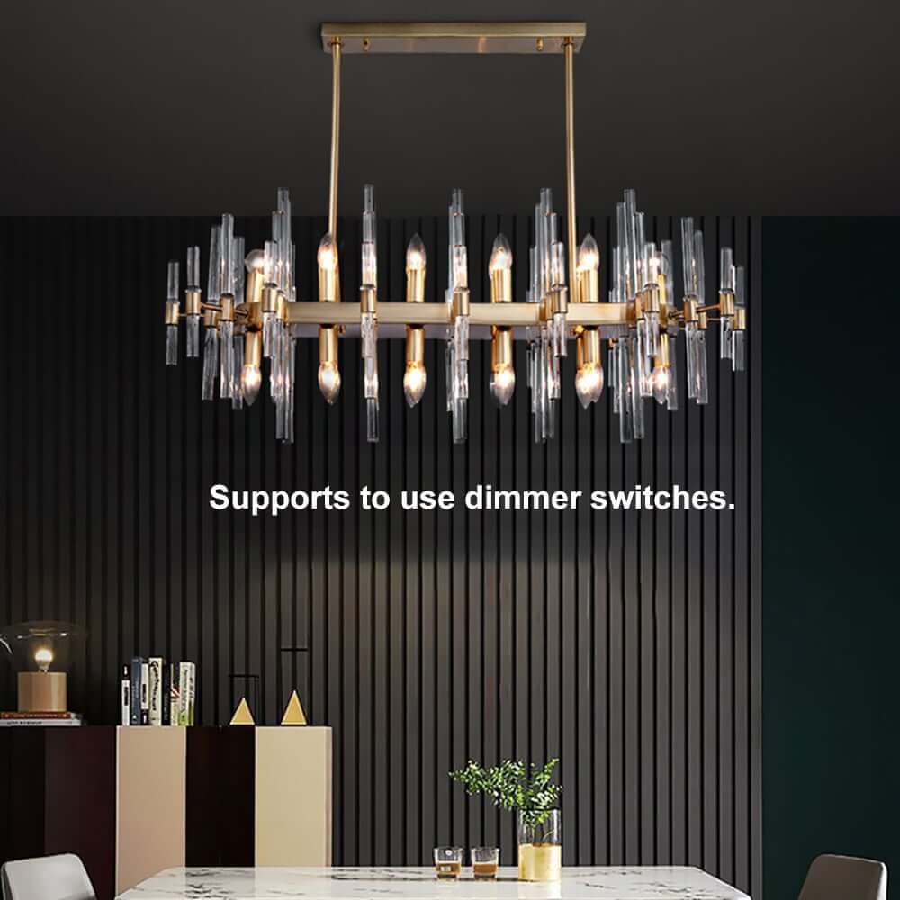 Brass Geometric Glass Pendant Light - Ambient Kitchen Island Fixture