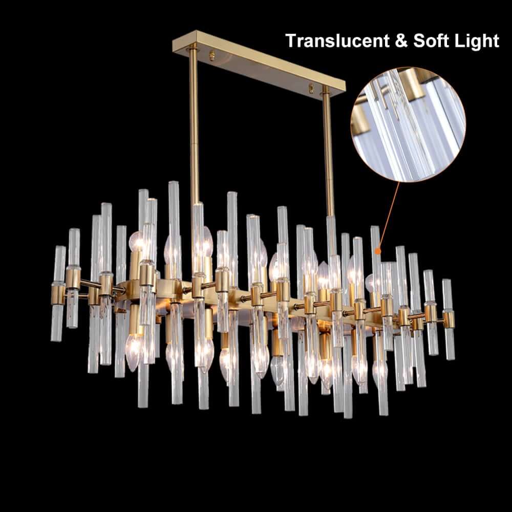 Brass Geometric Glass Pendant Light - Ambient Kitchen Island Fixture