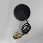 Brass Industrial Pendant Light with Adjustable Black Fabric Cable