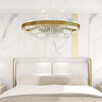 Brass Tiered Crystal Chandelier - Modern Adjustable Height Fixture