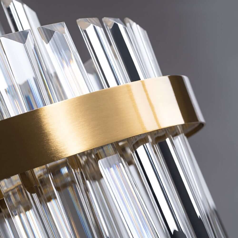 Brass Tiered Crystal Chandelier - Modern Adjustable Height Fixture