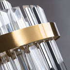 Brass Tiered Crystal Chandelier - Modern Adjustable Height Fixture