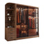 Brown Glass Wardrobe Wall With Display Shelves And Drawers