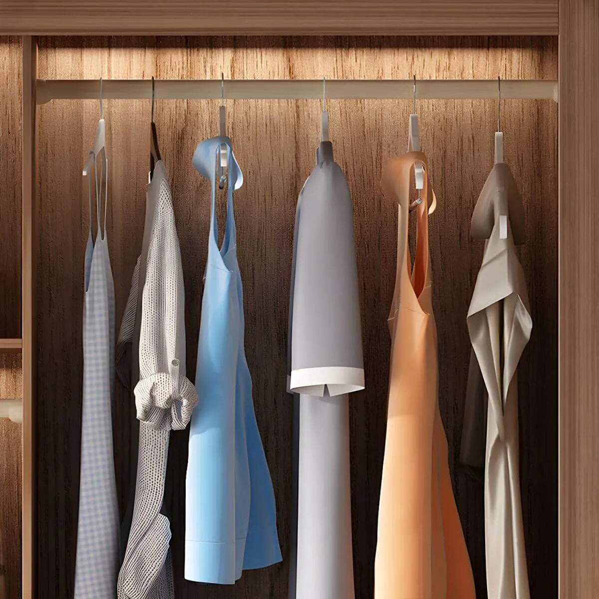 Brown Glass Wardrobe Wall With Display Shelves And Drawers