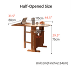 Brown Sintered Stone Round Dining Table With Drop Leaf