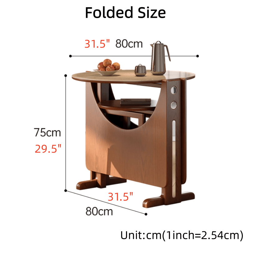 Brown Sintered Stone Round Dining Table With Drop Leaf