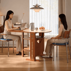 Brown Sintered Stone Round Dining Table With Drop Leaf