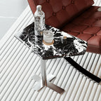 Bulgari Black Marble & Stainless Steel Minimalist Side Table