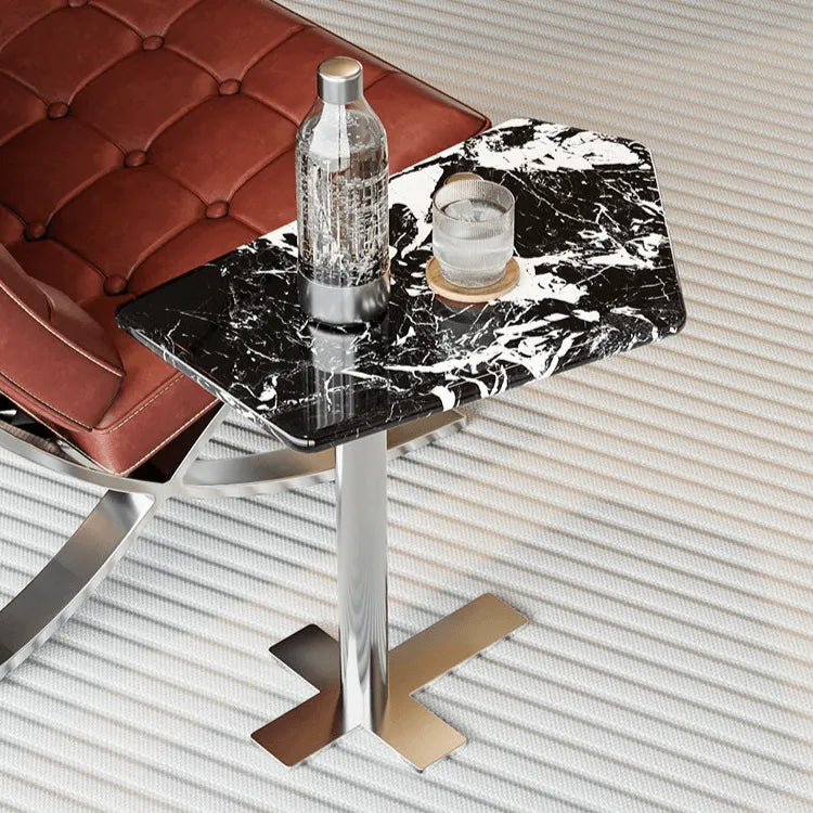 Bulgari Black Marble & Stainless Steel Minimalist Side Table