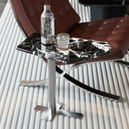 Bulgari Black Marble & Stainless Steel Minimalist Side Table
