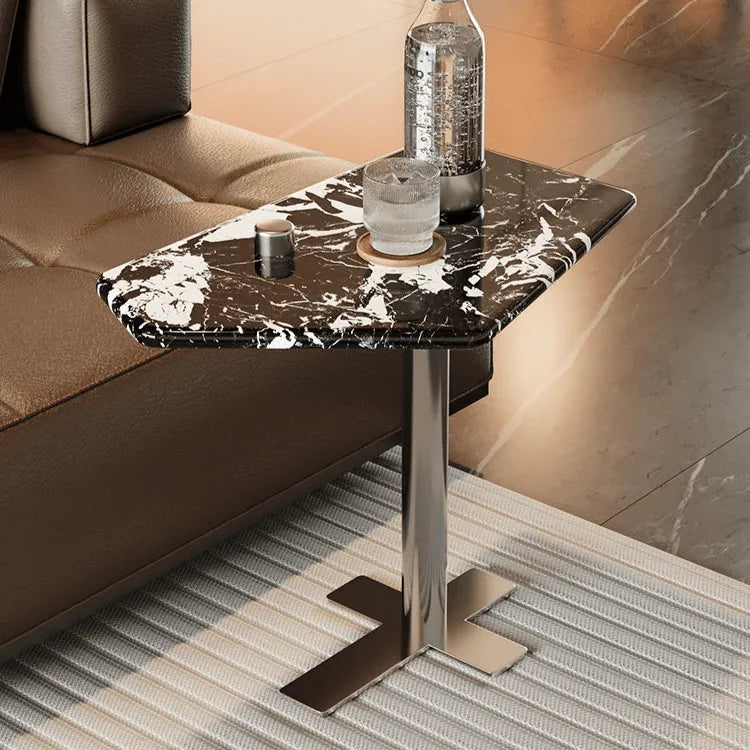 Bulgari Black Marble & Stainless Steel Minimalist Side Table