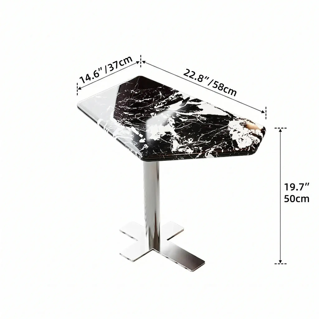 Bulgari Black Marble & Stainless Steel Minimalist Side Table Dimensions