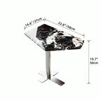 Bulgari Black Marble & Stainless Steel Minimalist Side Table Dimensions