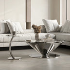 Bulgari Marble & Stainless Steel Sculptural Coffee Table Set