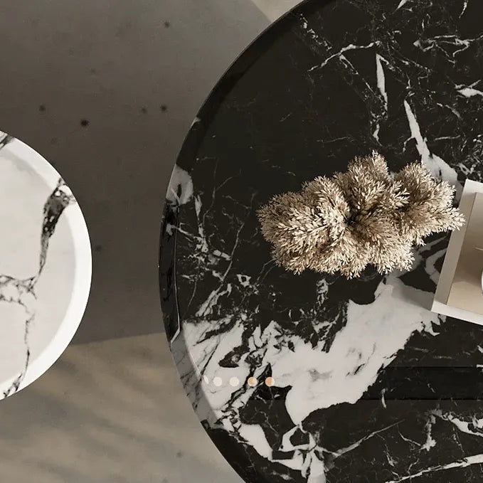 Bulgari Marble & Stainless Steel Sculptural Coffee Table Set
