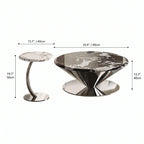 Bulgari Marble & Stainless Steel Sculptural Coffee Table Set
