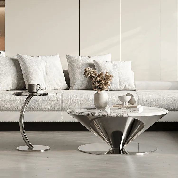 Bulgari Marble & Stainless Steel Sculptural Coffee Table Set Secondary image