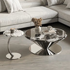 Bulgari Marble & Stainless Steel Sculptural Coffee Table Set Main Product Image