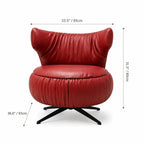 Burgundy Leather Lounge Chair with Sculpted Wing Back and Swivel Base Dimensions