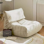 Burnt orange single lounge chair in PU leather with caterpillar design, Togo sofa style main product image