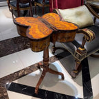 Butterfly Inlay Mahogany Side Table with Sculptural Pedestal Base