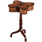 Butterfly Inlay Mahogany Side Table with Sculptural Pedestal Base