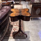 Butterfly Inlay Mahogany Side Table with Sculptural Pedestal Base Main Product Image