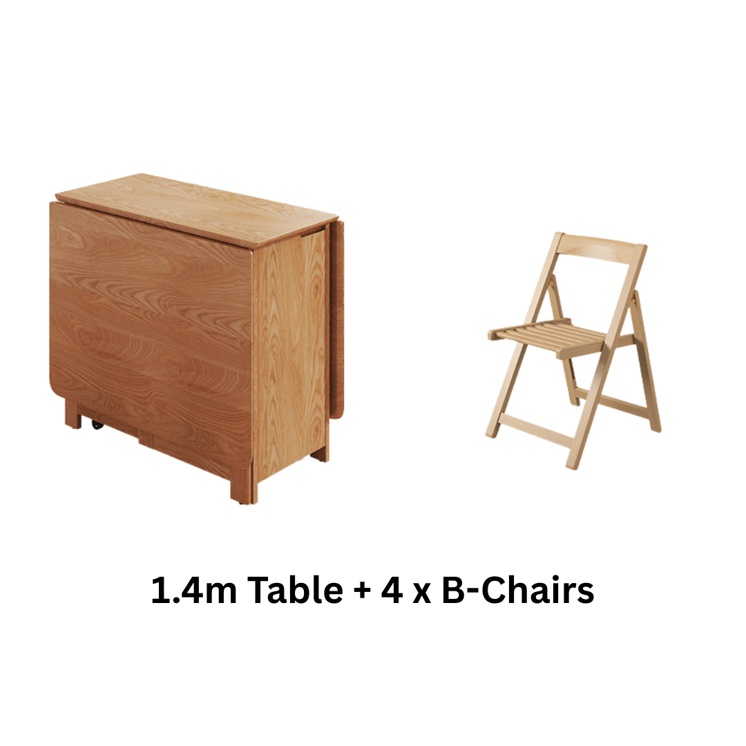 Solid wood folding dining set with chairs, versatile and space-saving furniture for dining rooms