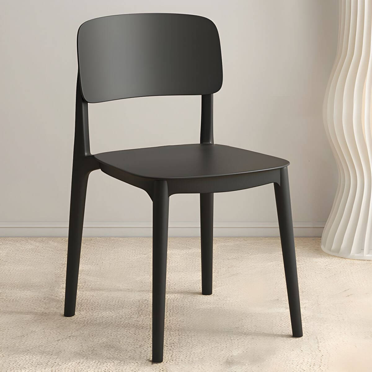 Scandinavian style stackable plastic and acrylic side chair for kitchen and dining