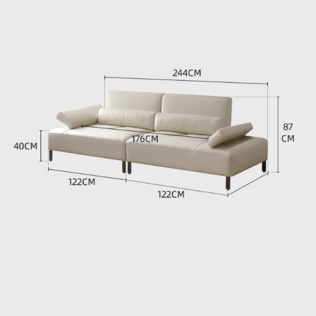 Cream white ergonomic sofa with transformable comfort and contemporary design