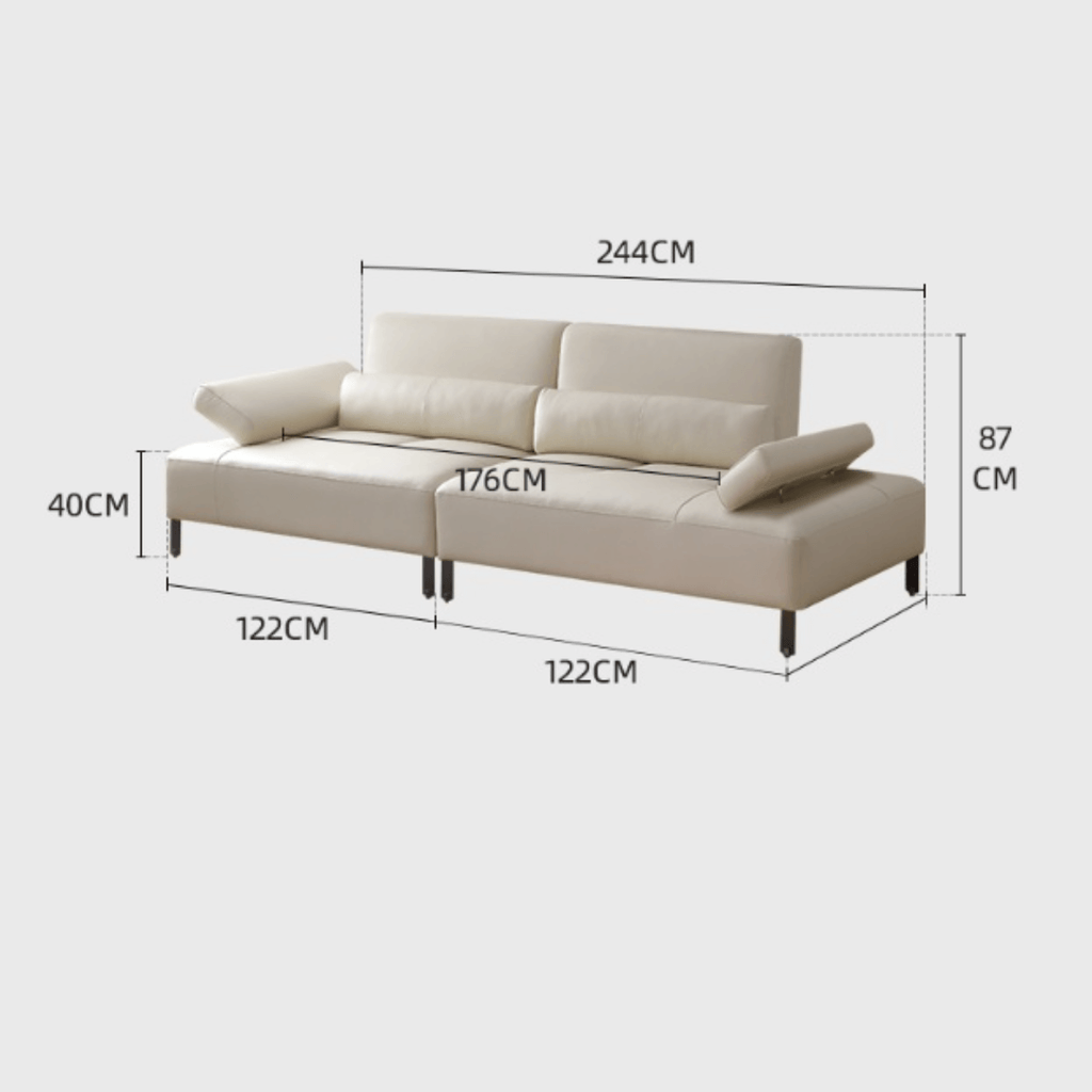Cream white ergonomic sofa with transformable comfort and contemporary design