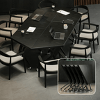 Black folding conference table with 360-degree casters for flexible workspace setups