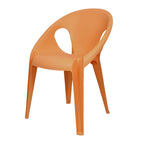 Stackable modern arm chair with open back made of plastic and acrylic for dining