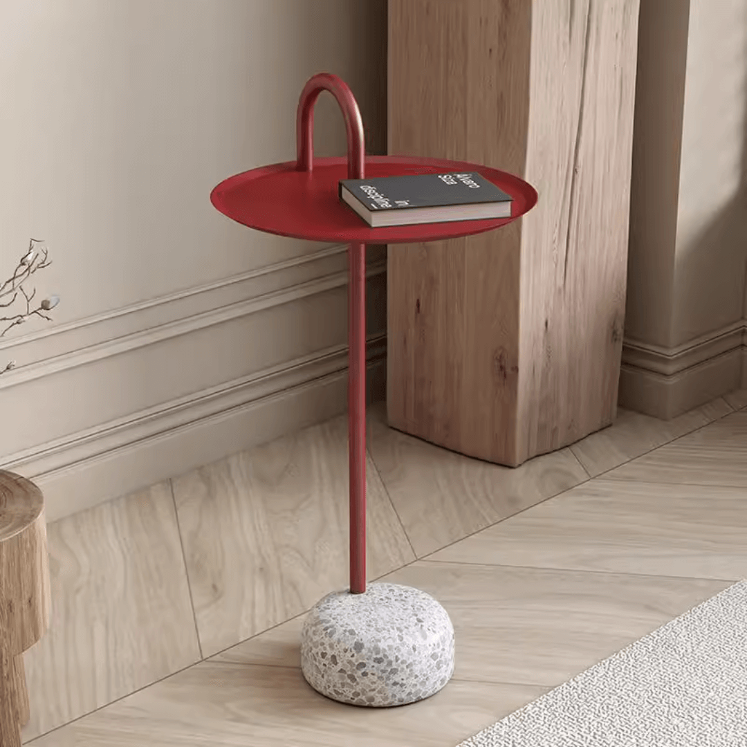 Terrazzo side table with easy-move design and eco-friendly coating for modern living